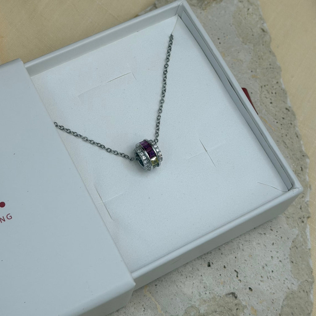 s925 colored ring necklace