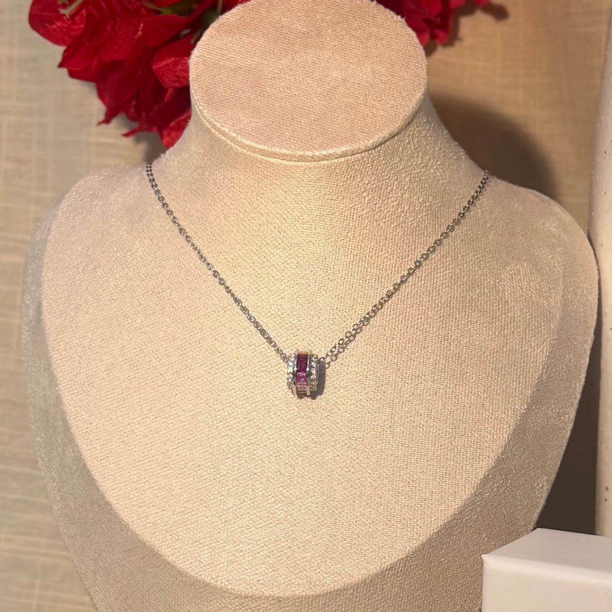 s925 colored ring necklace