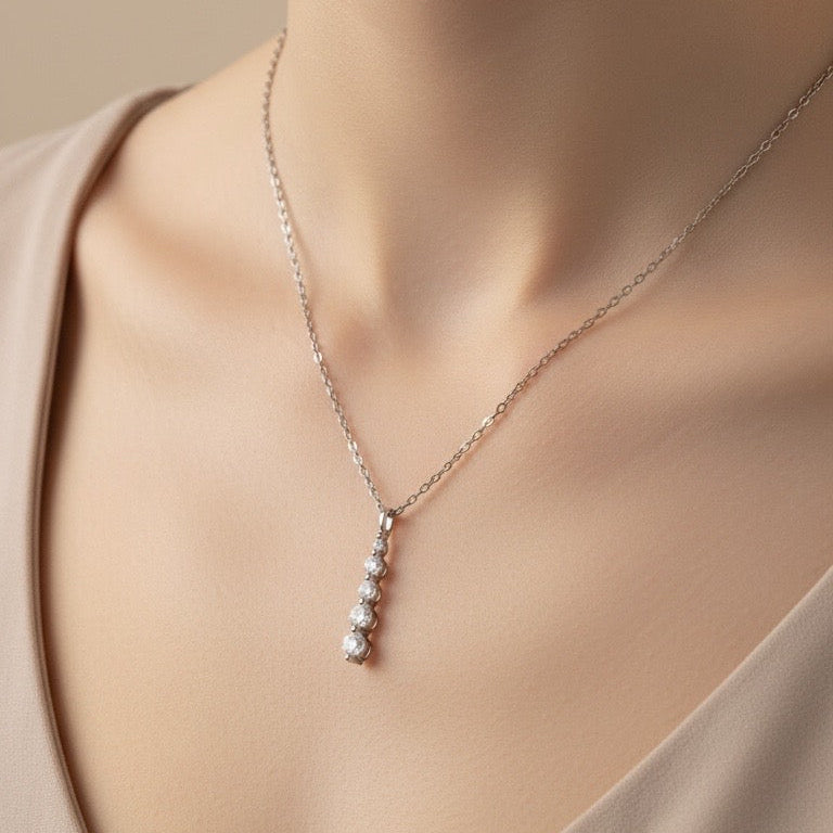 S925 vertical line necklace