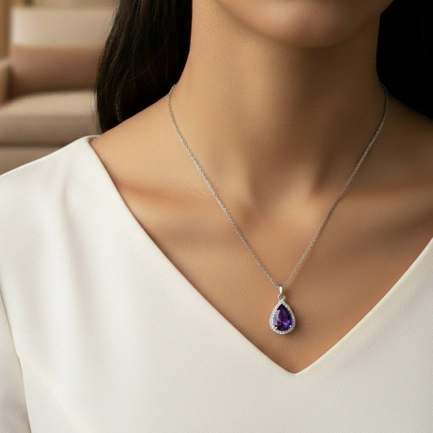 S925 silver Zircon drop pendant
