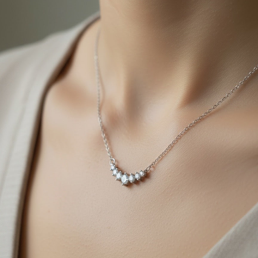 S925 silver zircon pendant necklace