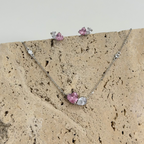 S925 pink heart set