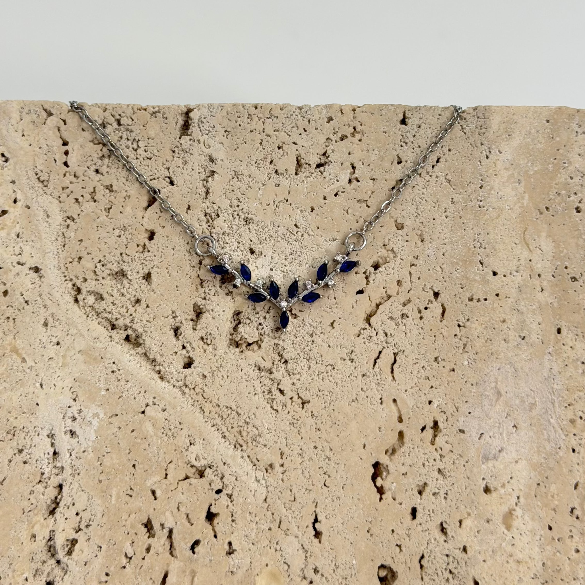 S925 Unique silver blue necklace
