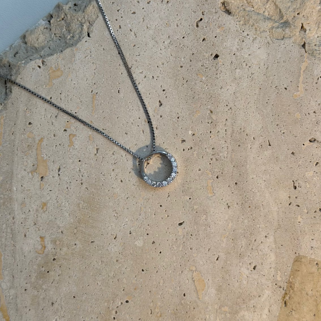 S925 silver circle zircon necklace