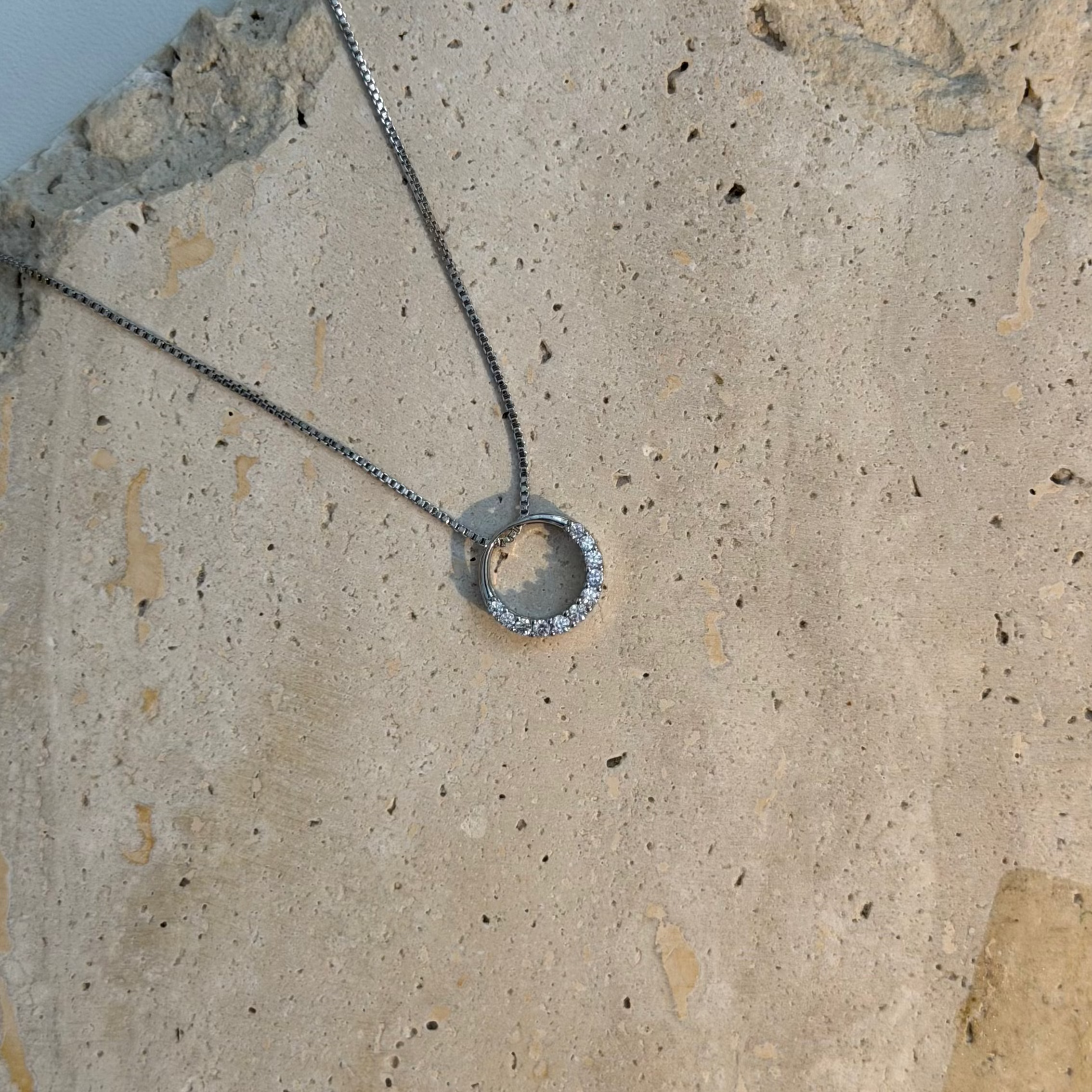 S925 silver circle zircon necklace