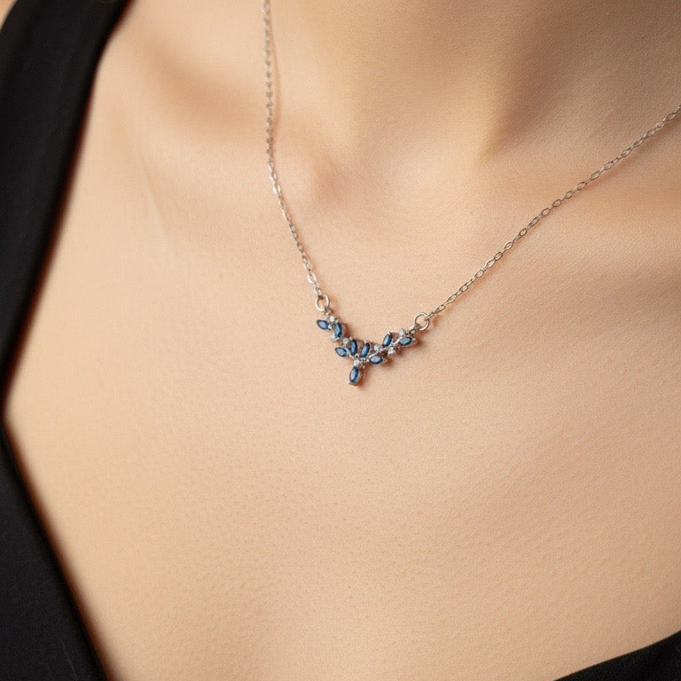 S925 Unique silver blue necklace