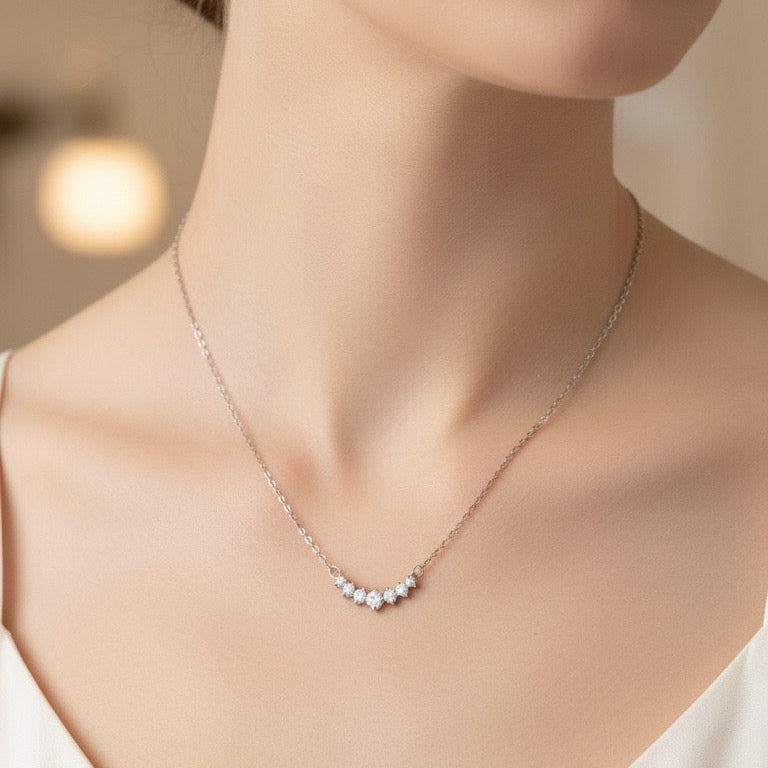 S925 silver zircon pendant necklace