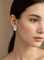 Silver Flower with Pearl Necklace Set