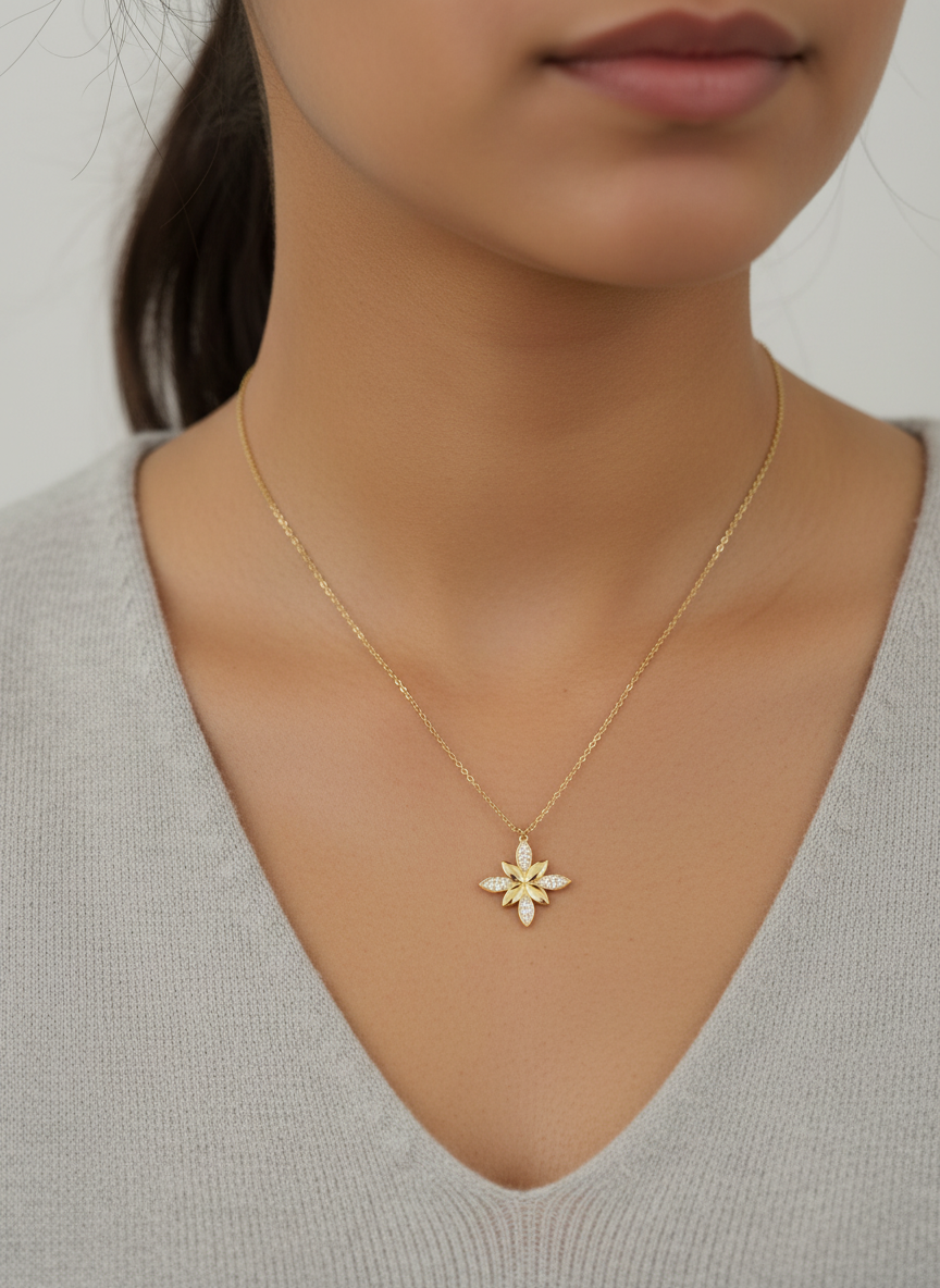 Gold Diamond Flower Set