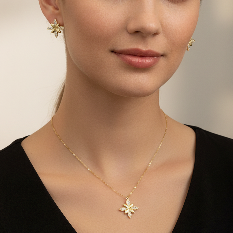 Gold Diamond Flower Set
